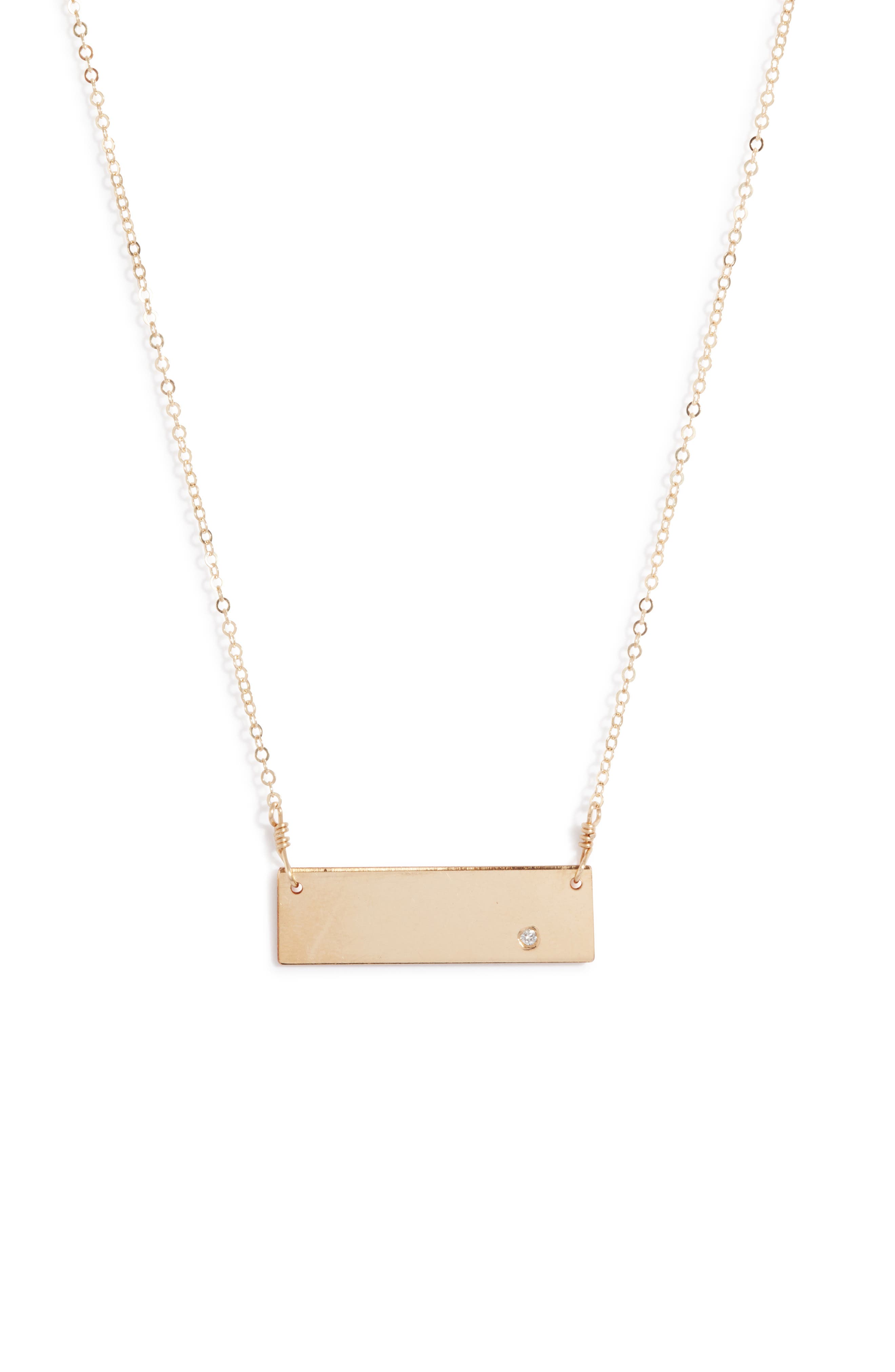 Pink Box Double Bar Initial Necklace H Silver 